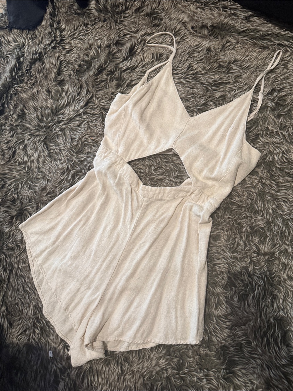Women's Revolve Cream Cutout Romper with Spaghetti Straps